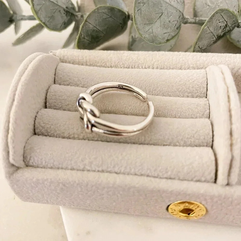 925 Sterling Silver Knot Ring Stackable Ring Dainty Ring Band Twist Ring - Picture 11 of 11